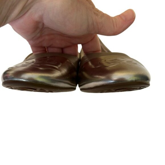 Taryn Rose Bridget Taupe Leather Block Heel Pumps Metallic Rose Cap Toe 39 / 8.5 - Picture 5 of 9